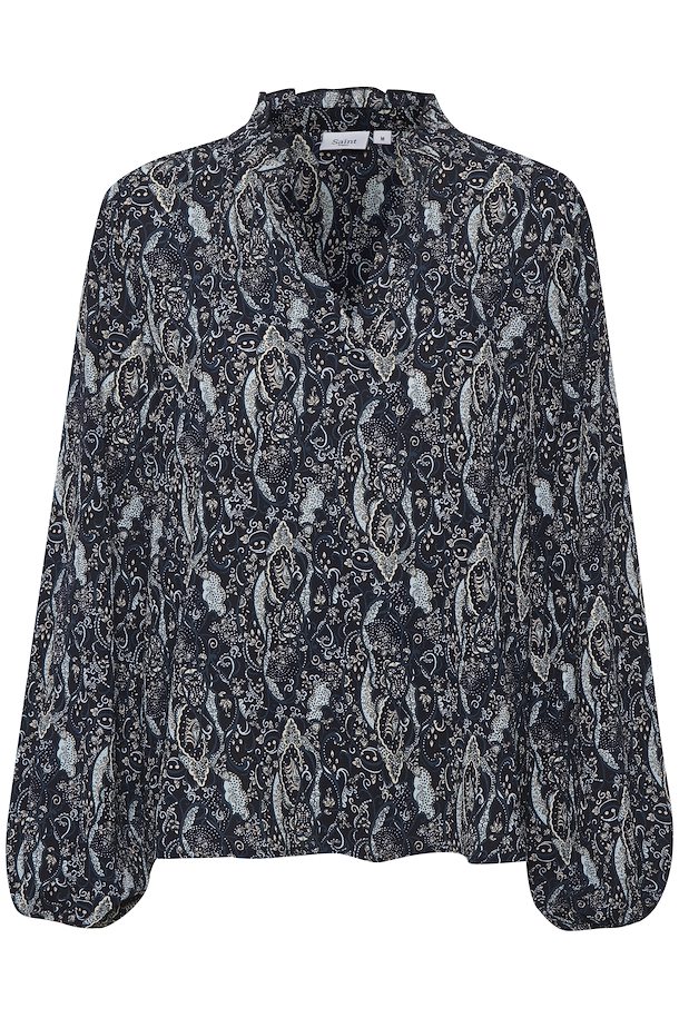 Blue Deep Sea Paisley Blouse with long sleeve from Saint Tropez – Buy ...